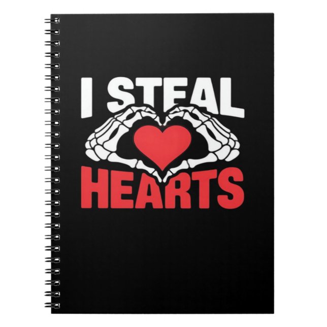 Carnet Coeurs de vol Valentines Jour Funny Skeleton Hand  (Devant)