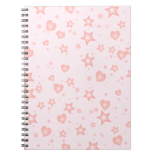 Carnet Cœurs et Étoiles Pastel Kawaii – Rose Féminin Mign