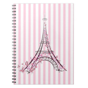 Carnet Coeurs et papillons roses Paris Tour Eiffel