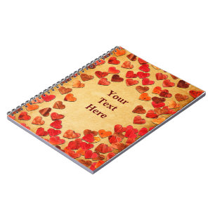 Carnet Coeurs Feuilles Automne Sur Vieux Papier