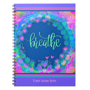 Carnet Coeurs floraux roses Personnalisés Respirer amusan