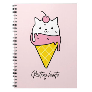 Carnet Coeurs fondus - Chat à la crème glacée d'été