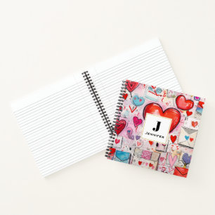 Carnet Coeurs lunaires et lettres d'amour Motif