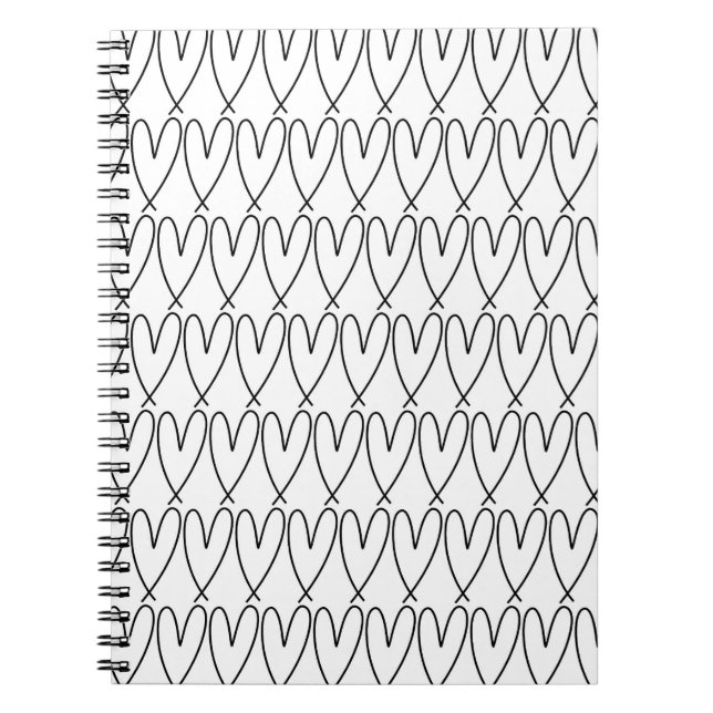 Carnet Coeurs mignons Whimsical Noir & Blanc (Devant)