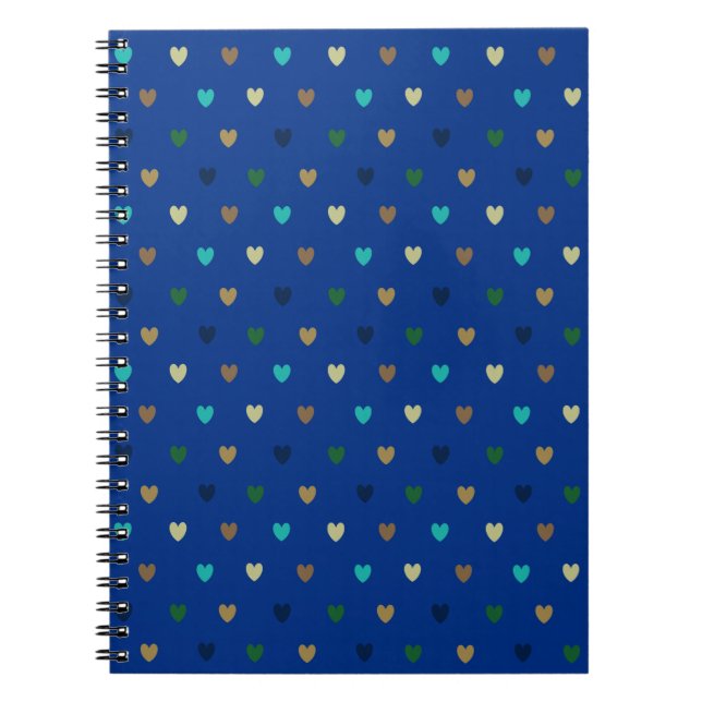 Carnet Coeurs Polka dans les tons bleu paon (Devant)