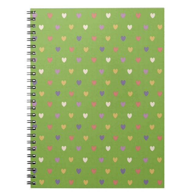 Carnet Coeurs Polka sur vert vert (Devant)