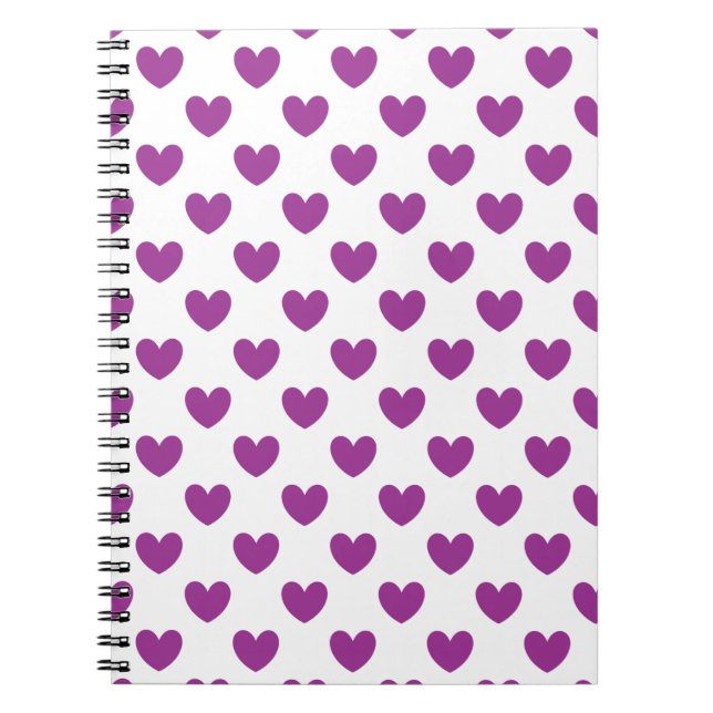 Carnet Coeurs polka violet sur blanc (Devant)