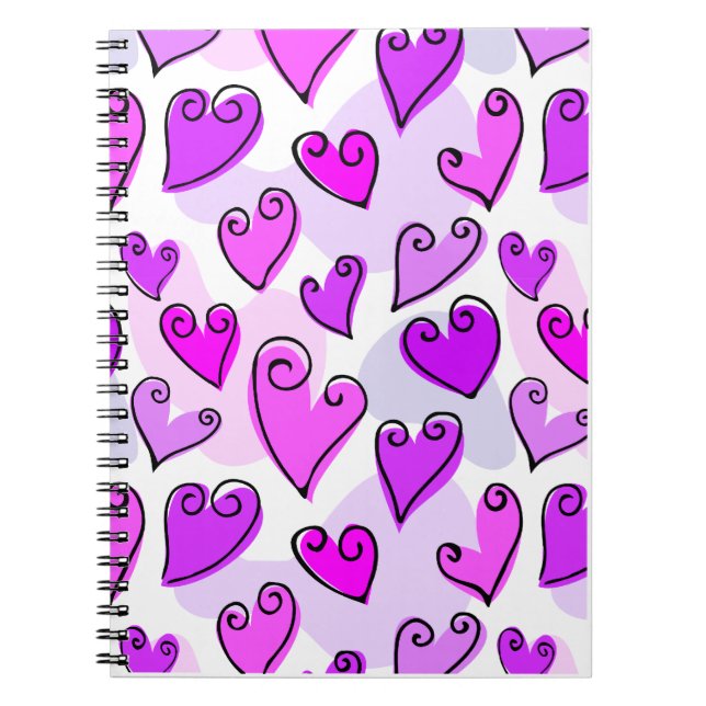 Carnet Coeurs pourpres Fille Mignonne Jour des Valentines (Devant)