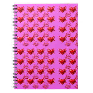 Carnet Cœurs Rouges Brillants et Papier à Emballage Rose
