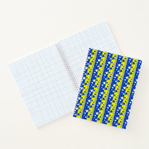 Carnet Coeurs sur un arrière - plan bleu et jaune