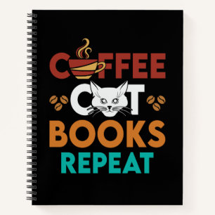 Carnet Coffee Cat Books Repeat, Lecture de café Amoureux