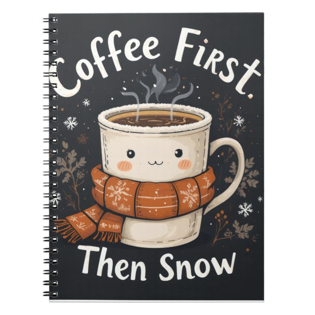 Carnet Coffee First, Then Snow – Winter Notebook Design (Devant)