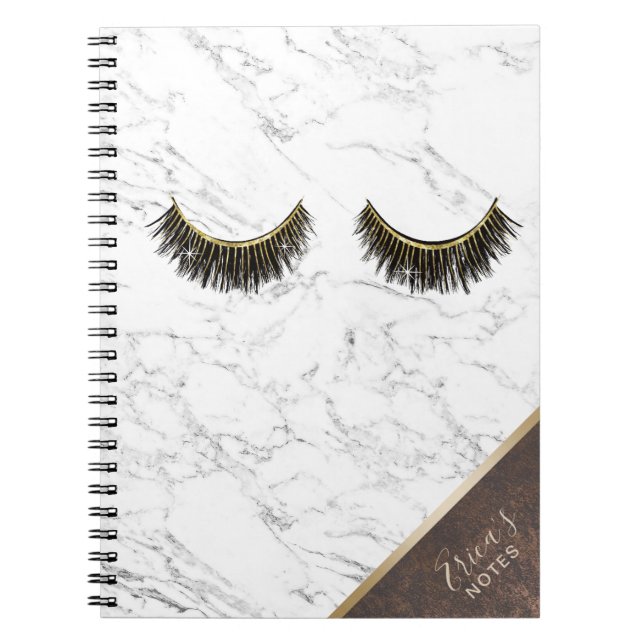 Carnet Coin de cuivre de marbre blanc à la mode de cil (Devant)