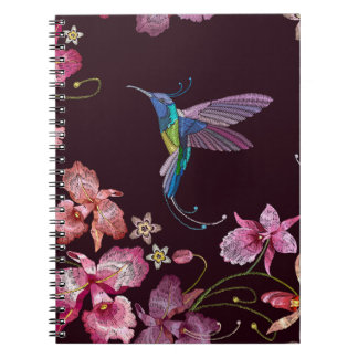 Carnet Colibri et orchidée, mode sans couture tropicale.