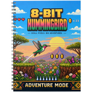 Carnet Colibri, Pixel Art Rétro 8 Bits