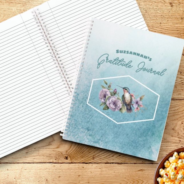 Carnet Colibri sur la couverture de la Gratitude de l'aqu (notebook cover template text)