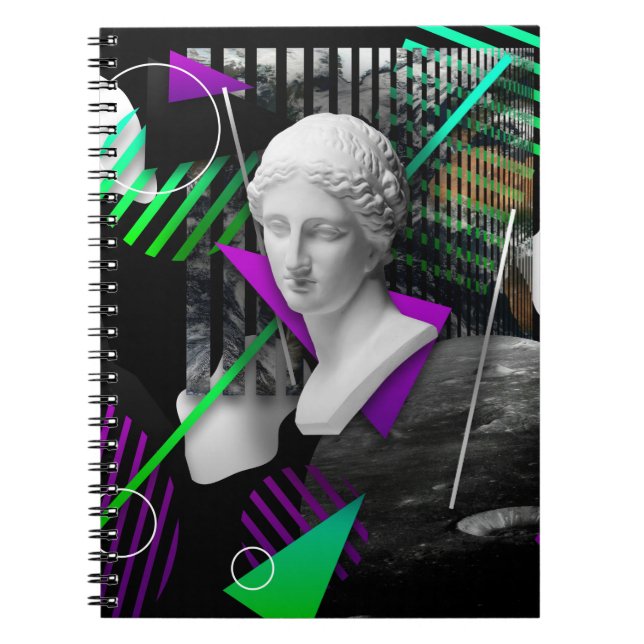 Carnet Collage d'art contemporain avec statue de tête en  (Devant)