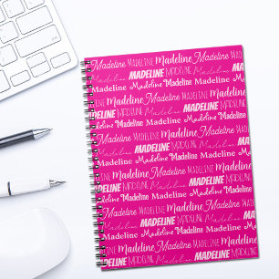 Carnet Collage de nom de filles personnalisé rose chic