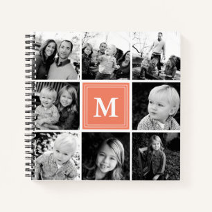 Carnet Collage de photos carré monogrammé personnalisé co
