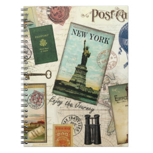 Carnet collage de voyage vintage moderne