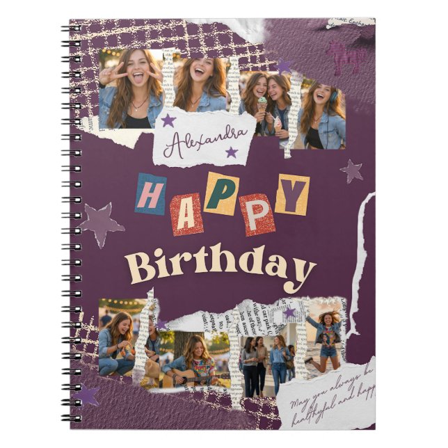 Carnet Collage photo d'anniversaire personnalisé en album (Devant)