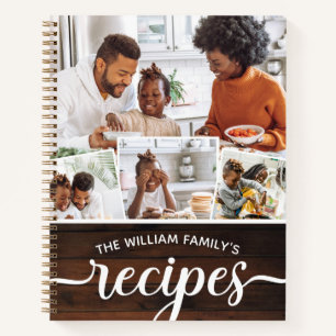 Carnet Collage photo en bois rustique Recettes de famille
