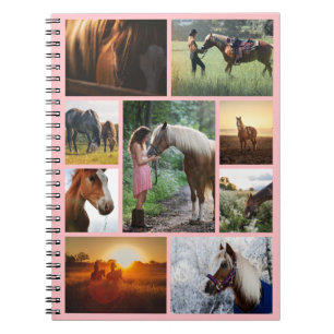 Carnet Collage photo rose vif Cheval fille personnalisée