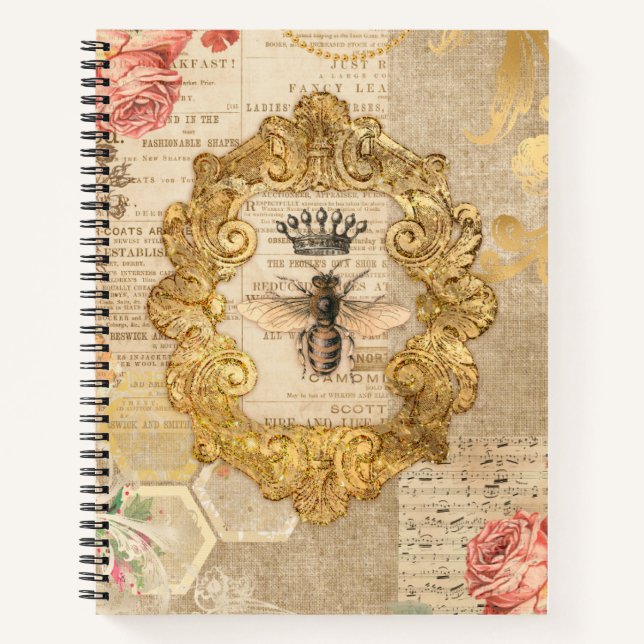 Carnet Collage Vintage tendance Queen Bee (Devant)