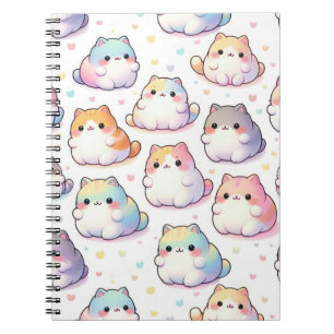 Carnet Collection Chubby Cartoon Chat Avec Coeurs