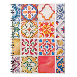 Carnet Collection de carreaux en céramique aquarelle. vin