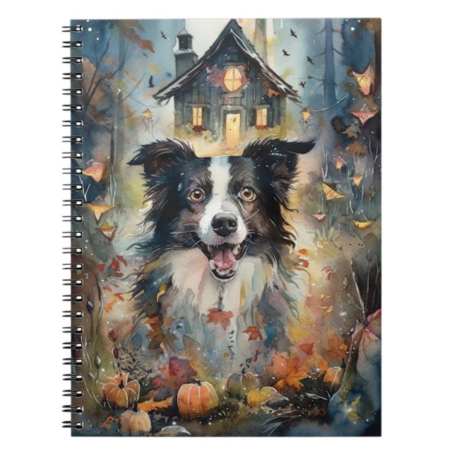 Carnet Collie frontalier d'Halloween avec effroi Citrouil (Devant)