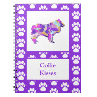 Collie Rough Kisses Chien Silhouette Purple PY&B