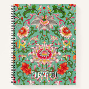 Carnet Coloré Elegant Asiatique Floral Chinoiserie Motif