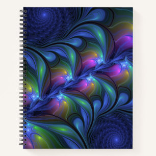 Carnet Coloré Lumineux Abstrait Bleu rose Vert Fractal