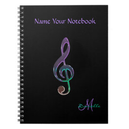 Carnet coloré personnalisé de clef de musique