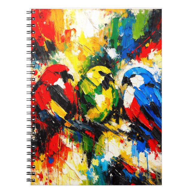 Carnet Colorful Abstract Parrots Tropical Birds Art  (Devant)