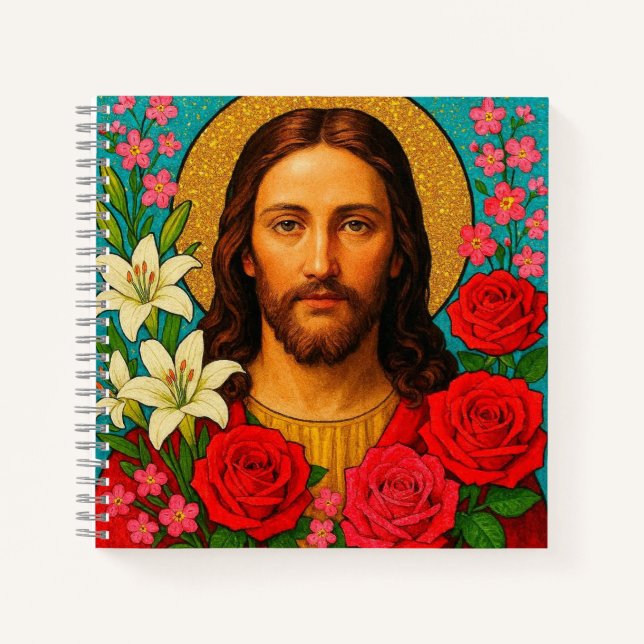 Carnet Colorful Flowers Jesus Notebook. (Devant)