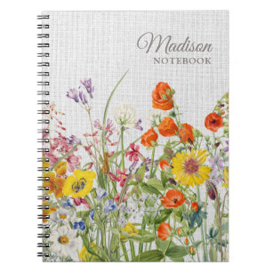 Carnet Colorful Wild Flowers Pretty Girly Personalized