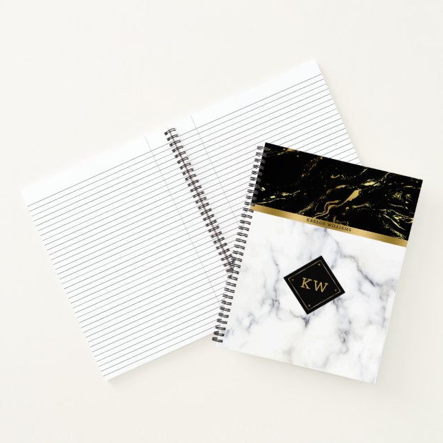 Carnet Combinaison blanc et noir Faux Marbre (Intérieur)