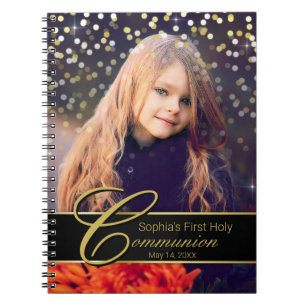 Carnet Communion Photo Elegant Gold Typography Parties sc