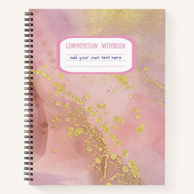 Carnet Composition d'encre de Parties scintillant rose et (Devant)