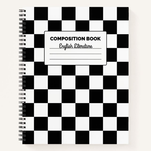 Carnet Composition du tableau de contrôle noir et blanc (Devant)