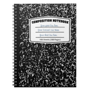 Carnet Composition marbrée noire et blanche en impressio