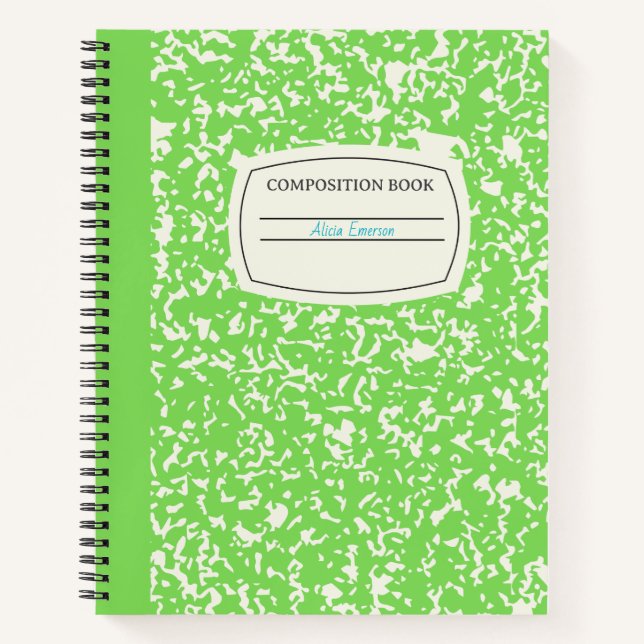 Carnet Composition personnalisée classique vert brillant (Devant)