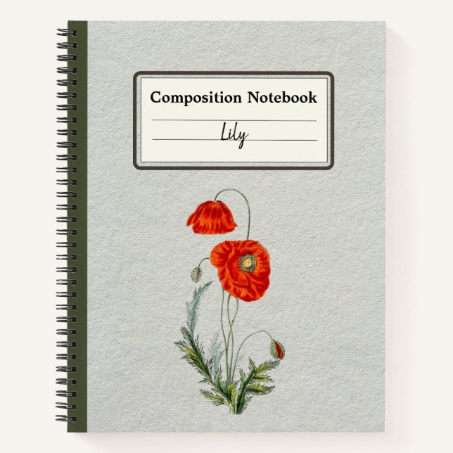 Carnet Composition personnalisée de la fleur de pavot rou (Devant)
