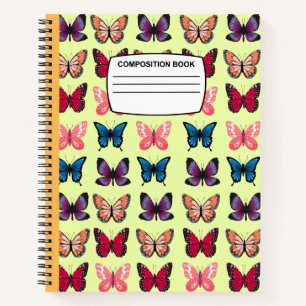 Carnet Composition vintage des papillons en spirale