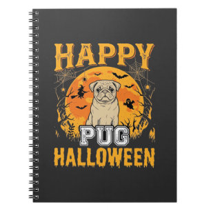 Carnet Conception de chien effrayant Halloween Pug heureu