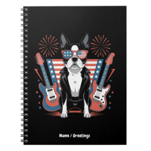 Carnet Conception de chien Terrier de Boston patriotique
