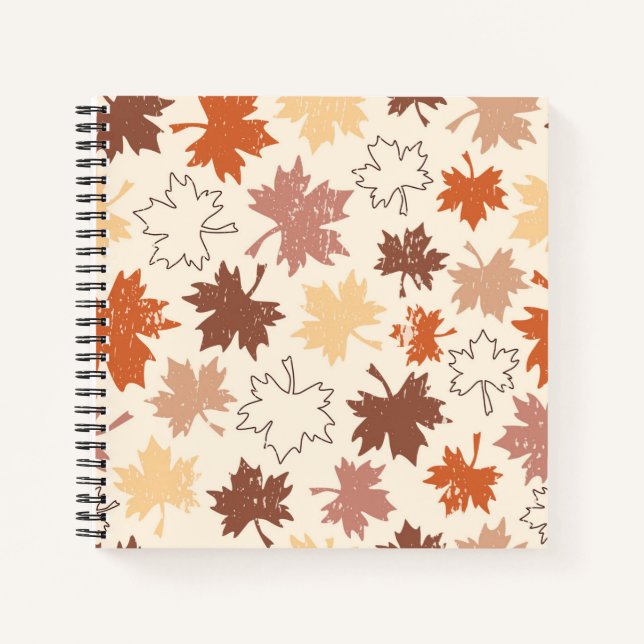 Carnet Conception de feuilles d'érable automnales tons te (Devant)