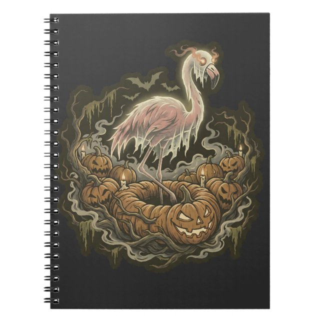 Carnet Conception de flamant rose effrayant pour Hallowee (Devant)